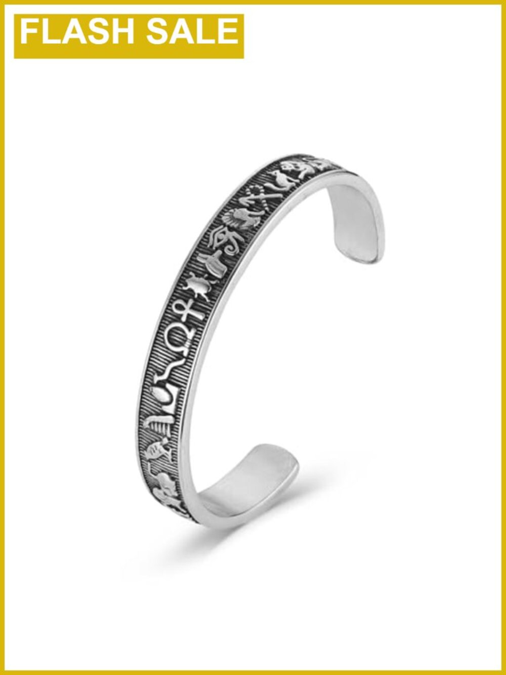 Men's Stainless Steel Egyptian Totem Cuff Bracelet